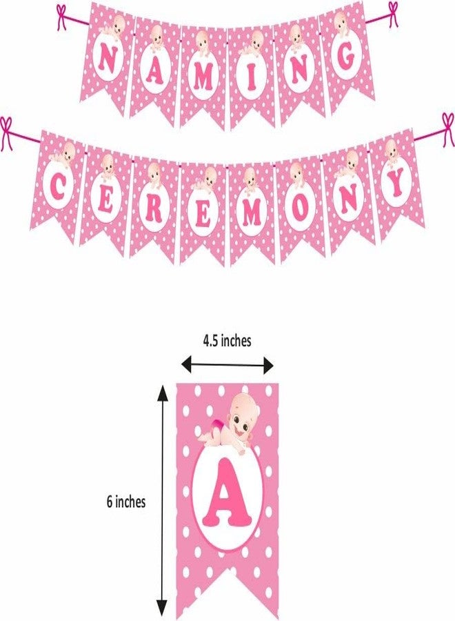 Untumble Pink Baby Girl Naming Ceremony Decorations Kit With Banner, Golden Foil Curtain & Balloons | Pack of 42 - Image 3